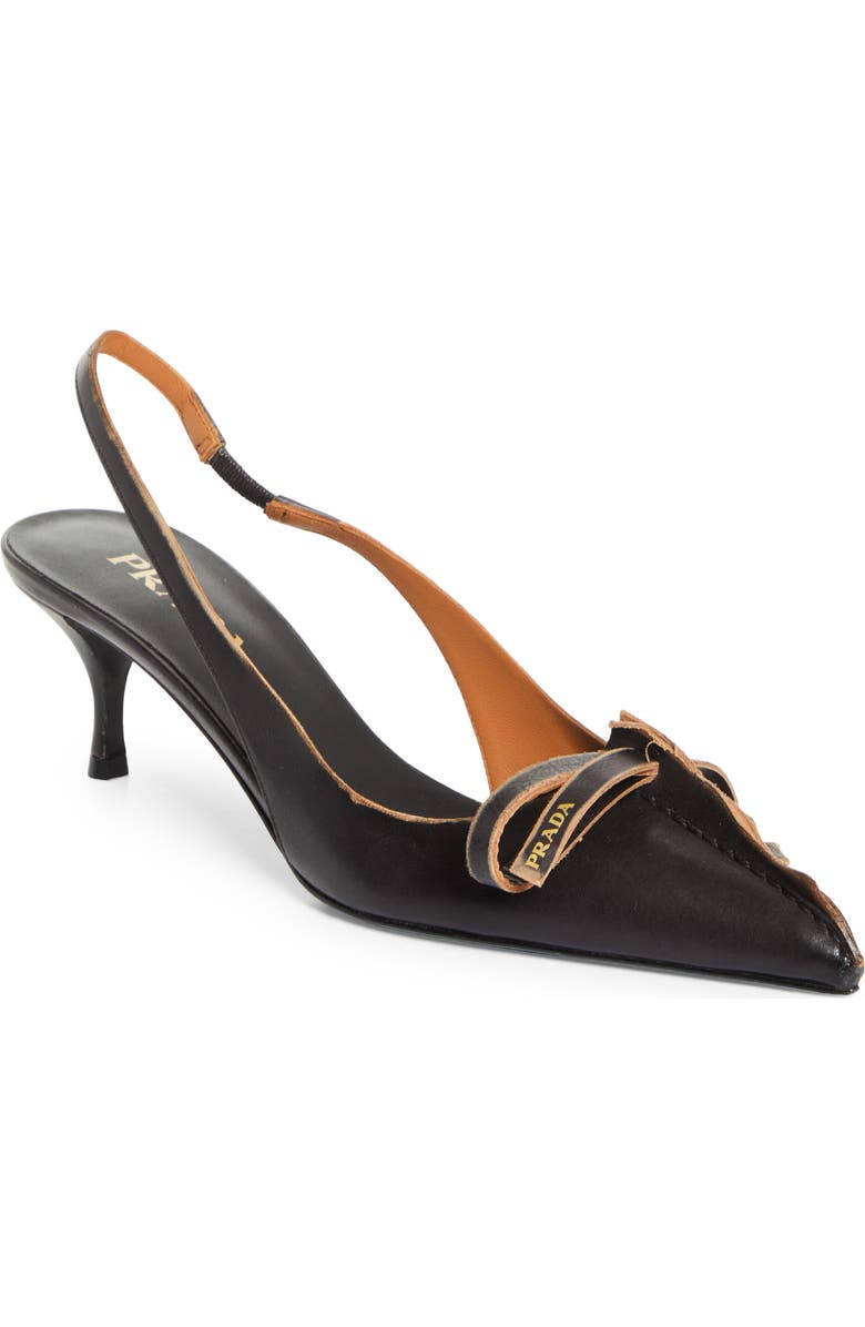 Prada Exposed Seam Slingback Pump, Main, color, Nero Cuoio