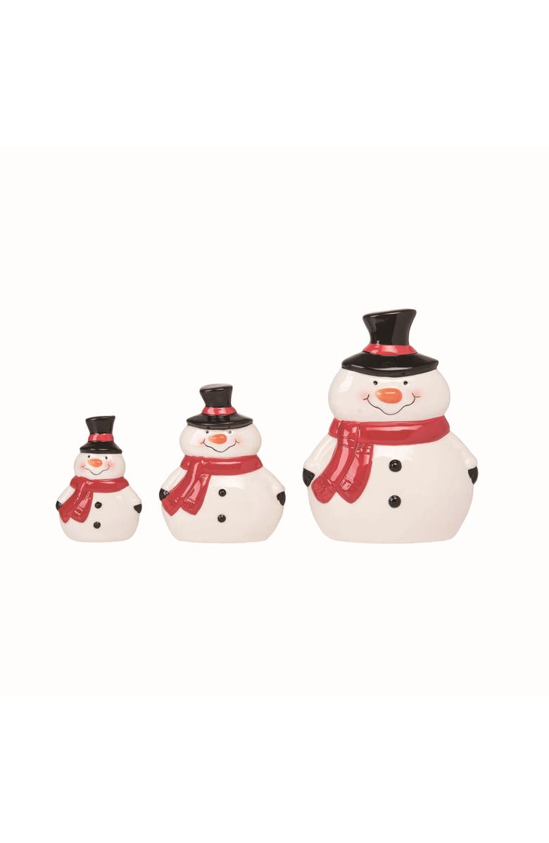 Transpac Dolomite Multicolor Chubby Snowman Decor Set of 3 Christmas Figurines, Main, color, Multi