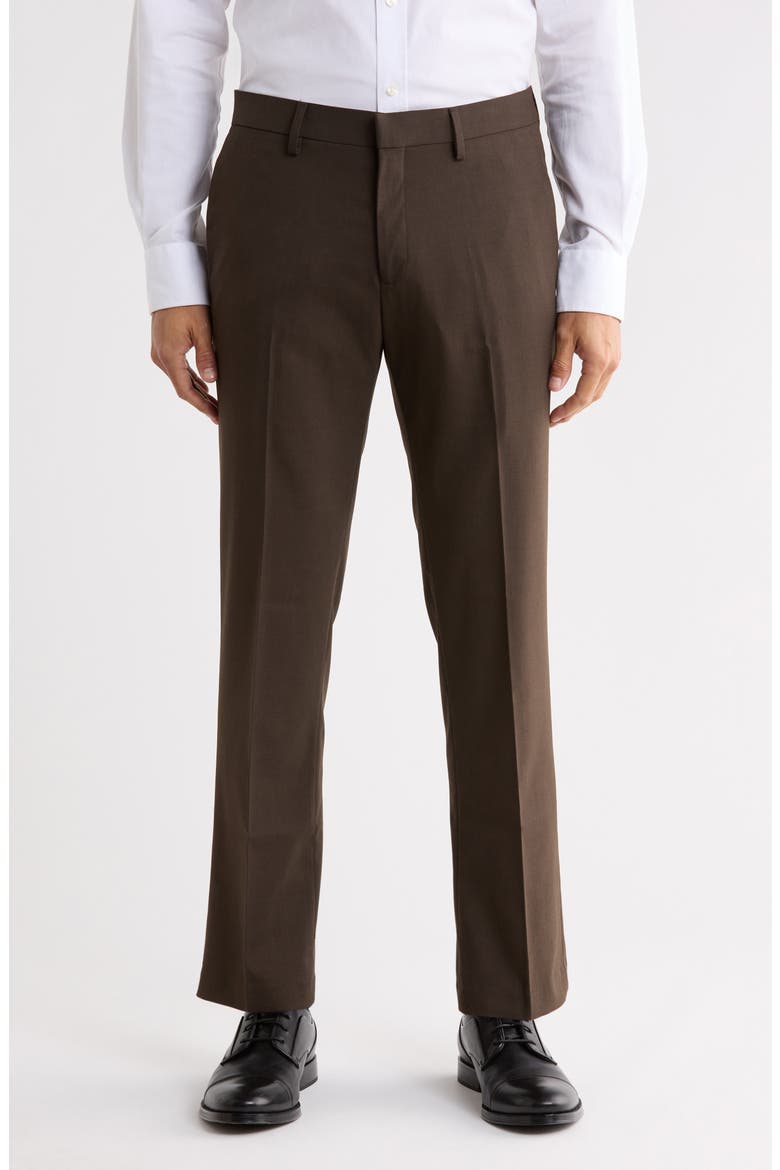 Sharkskin Slim Fit Stretch Dress Pant, Main, color, BROWN