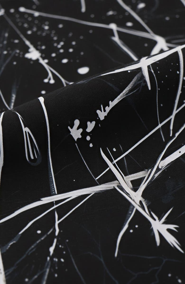 Report Collection Abstract Print Stretch Camp Shirt, Alternate, color, Black