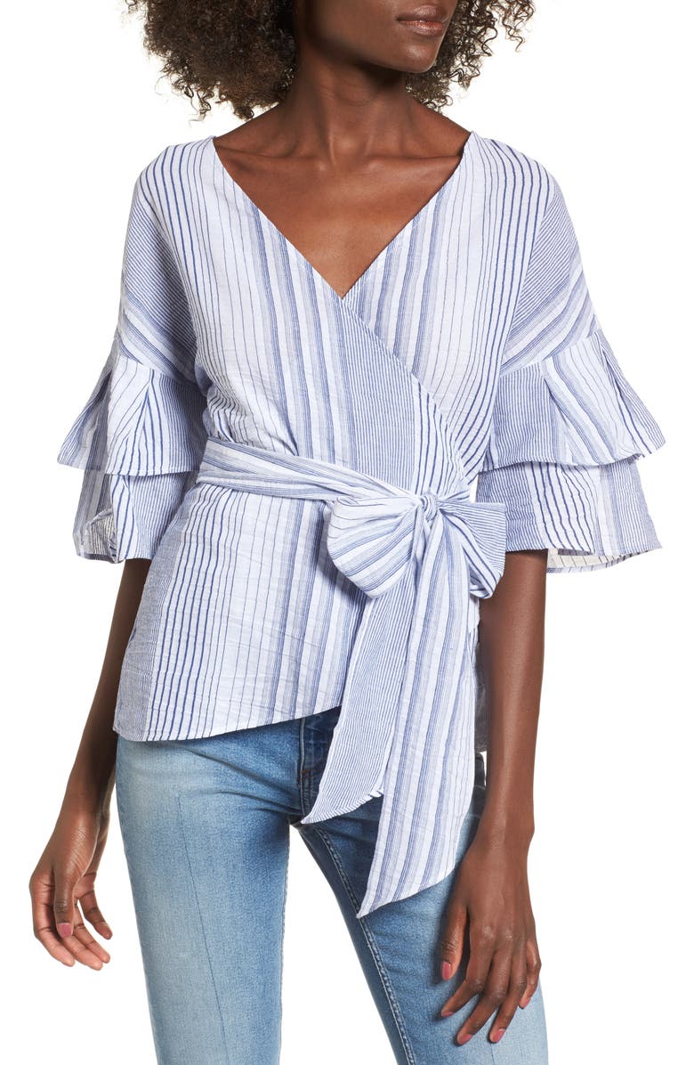 Socialite Tier Sleeve Wrap Top, Main, color, 