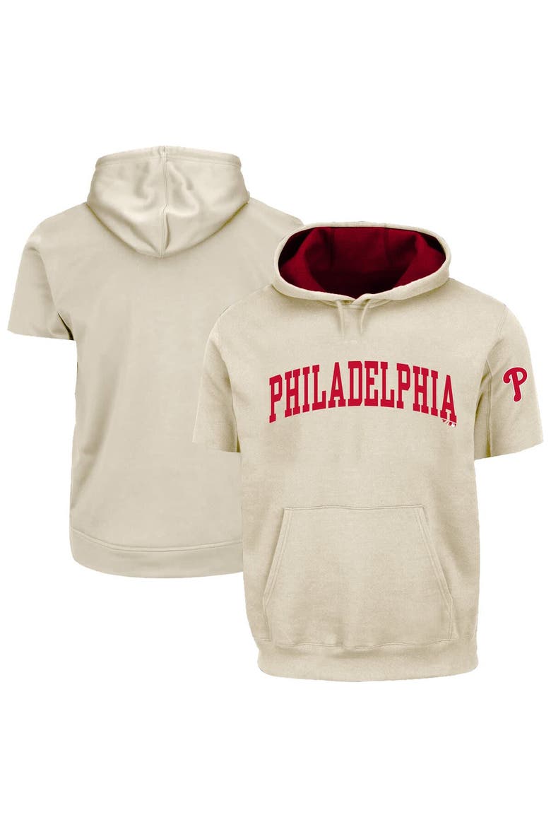 Men's Fanatics  Cream/Red Philadelphia Phillies Big & Tall Contrast Short Sleeve Hoodie, Main, color, Cream