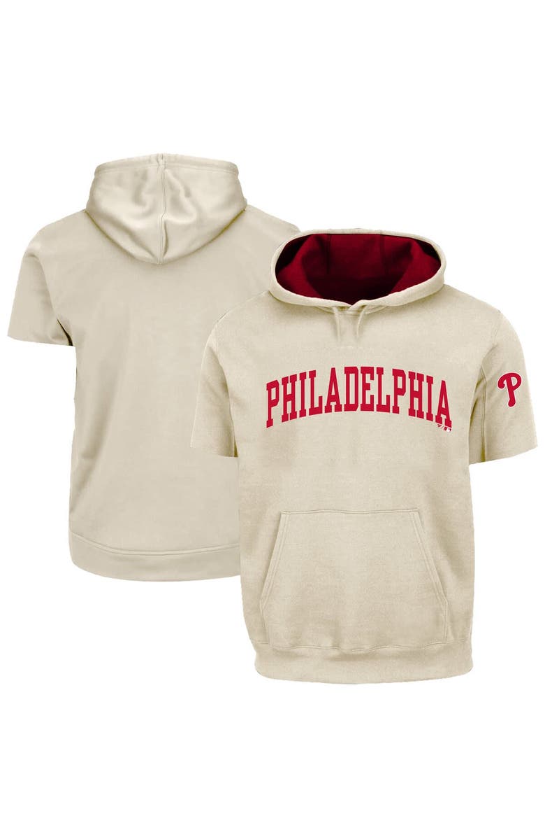 FANATICS Men's Fanatics Cream/Red Philadelphia Phillies Big & Tall Contrast Short Sleeve Hoodie, Main, color, Cream