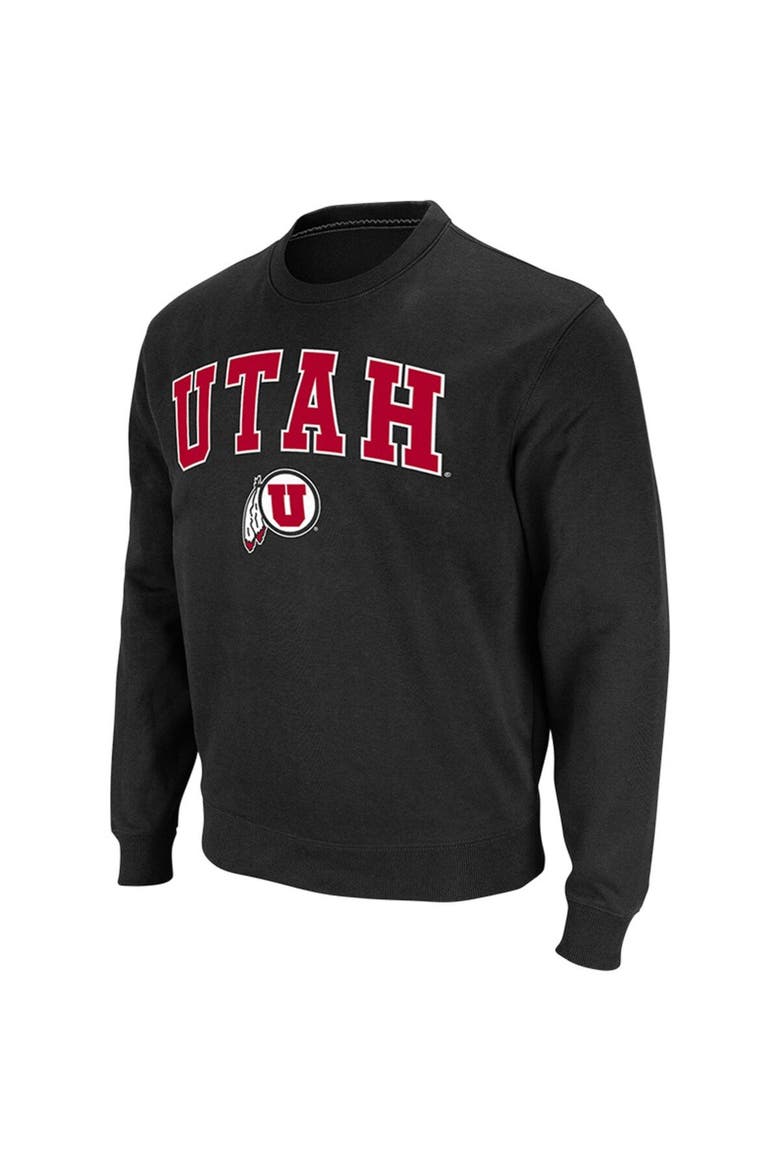 Men's Colosseum Black Utah Utes Arch & Logo Tackle Twill Pullover Sweatshirt, Alternate, color, Black