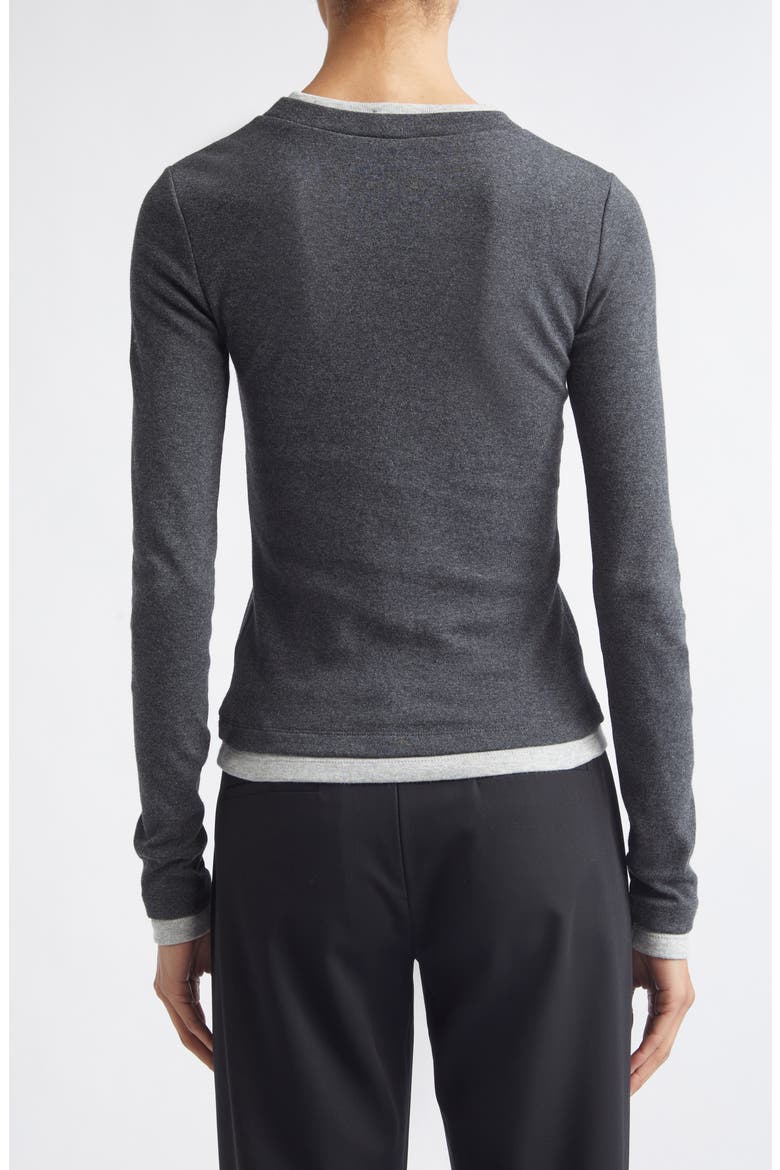 V-Neck Organic Cotton Long Sleeve Tee, Alternate, color, CHARCOAL MELANGE