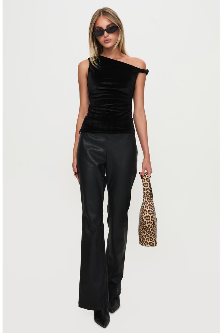 Cologne Faux Leather Bootleg Pants, Alternate, color, BLACK