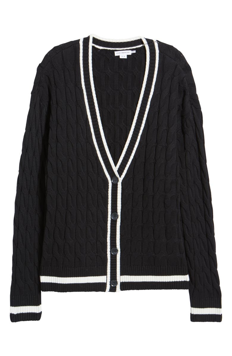 Good American Collegiate Oversize Cotton Blend Cardigan, Alternate, color, 