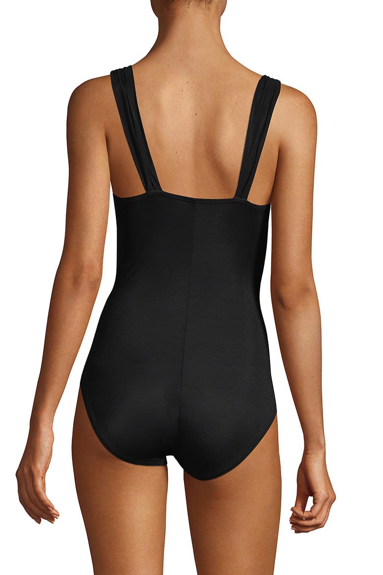 D-Cup Slender Grecian Tummy Control Chlorine Resistant One Piece Swimsuit, Alternate, color, Black