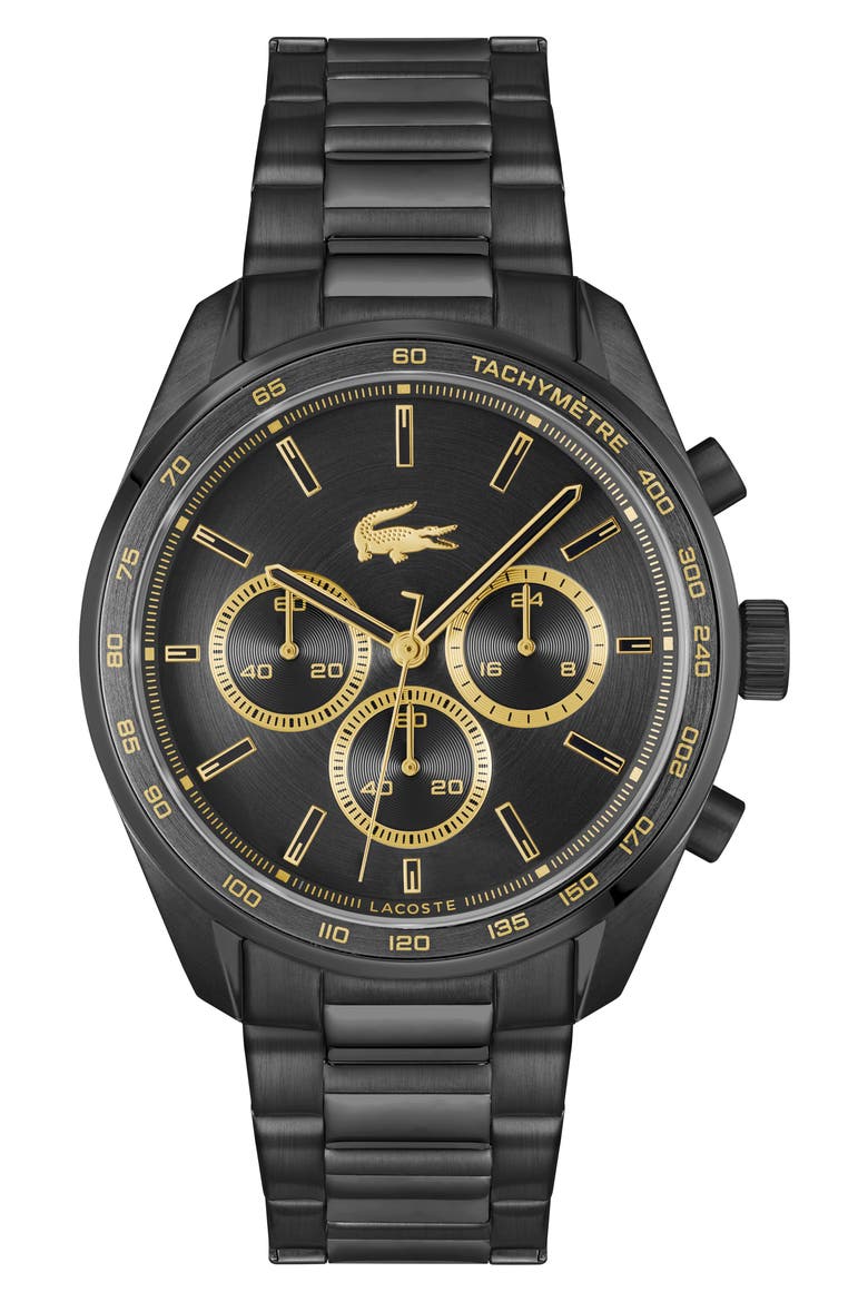 Boston Chronograph Bracelet Watch, 42mm, Main, color, BLACK