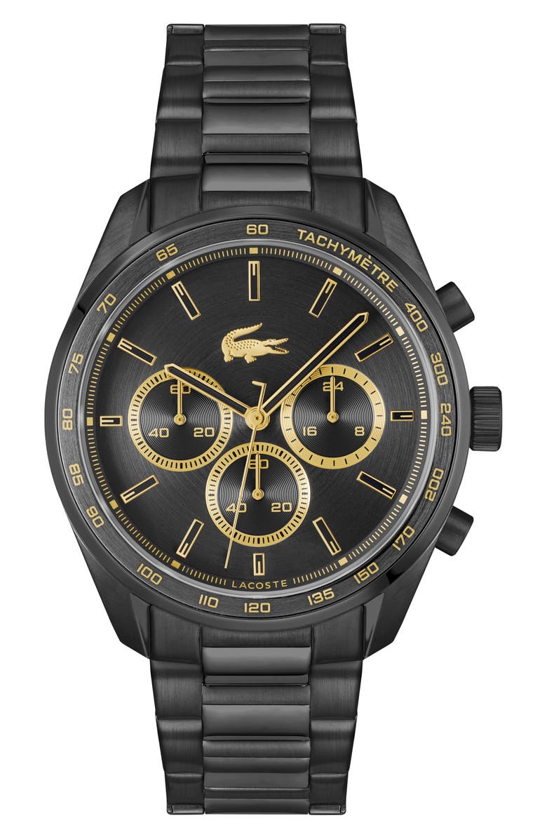 Lacoste Boston Chronograph Bracelet Watch, 42mm, Main, color, Black
