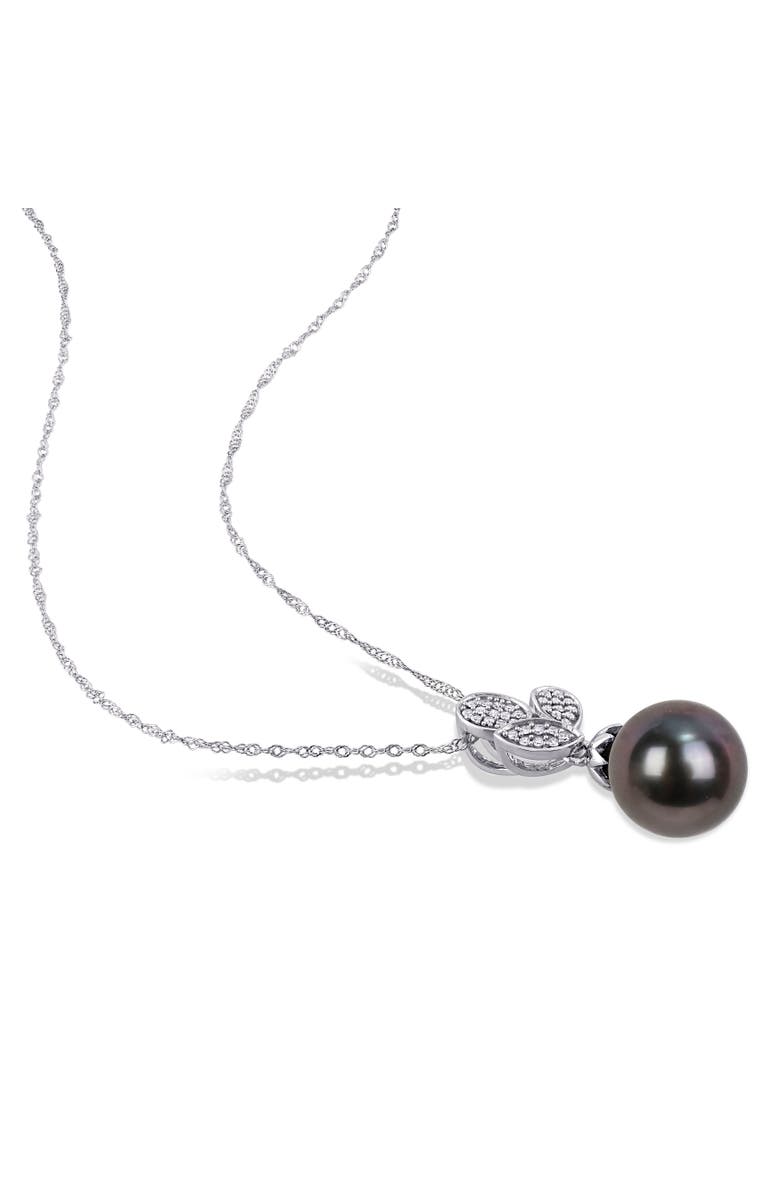 Julianna B. Tahitian Pearl & Diamond Leaf Drop Necklace 10k, Alternate, color, Pearl