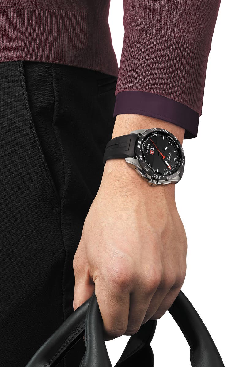 Tissot T-Touch Connect Solar Smart Silicone Strap Watch, 47.5mm, Alternate, color,