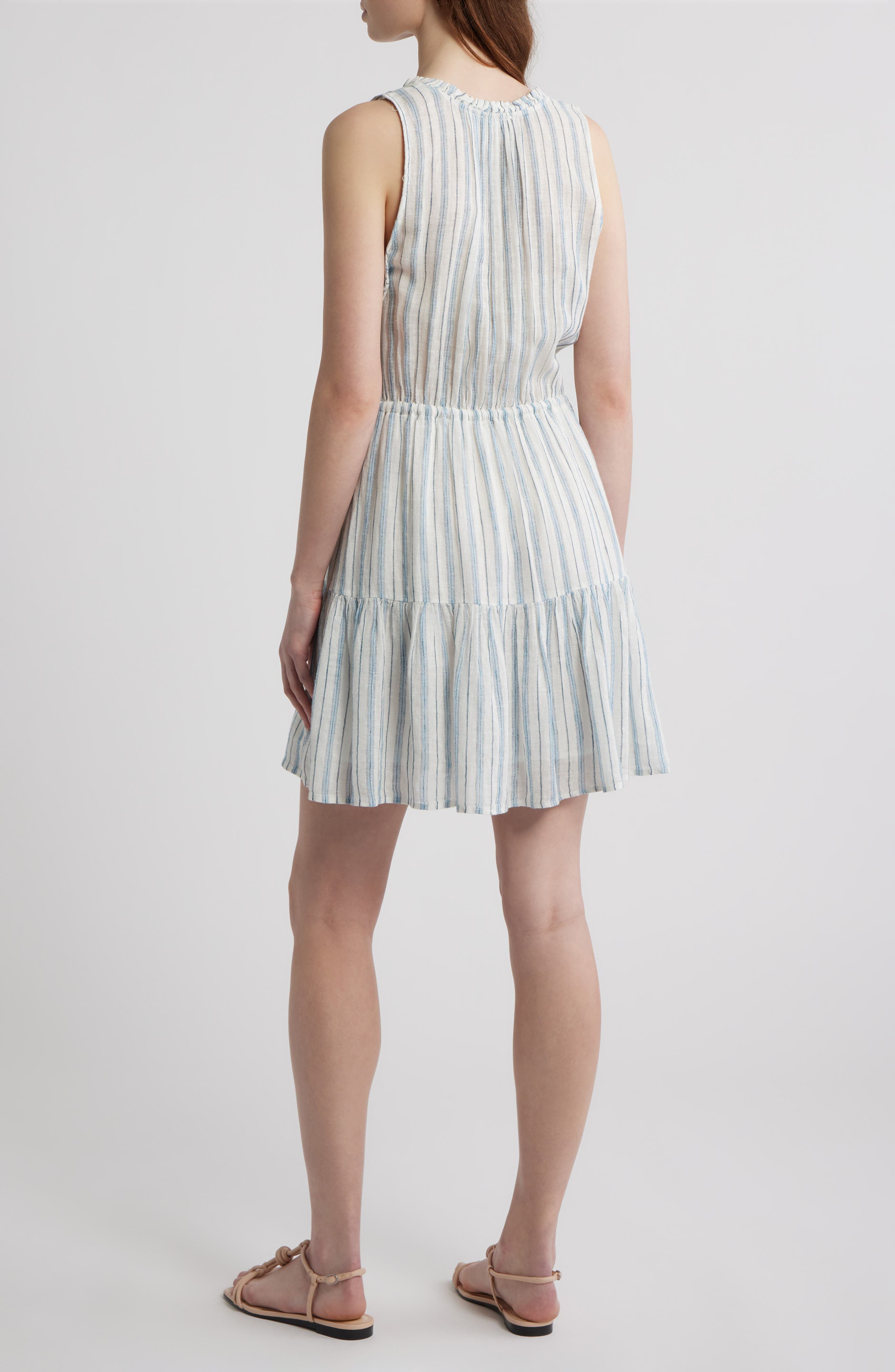 Albany Stripe Tiered Linen Blend Dress - image 2