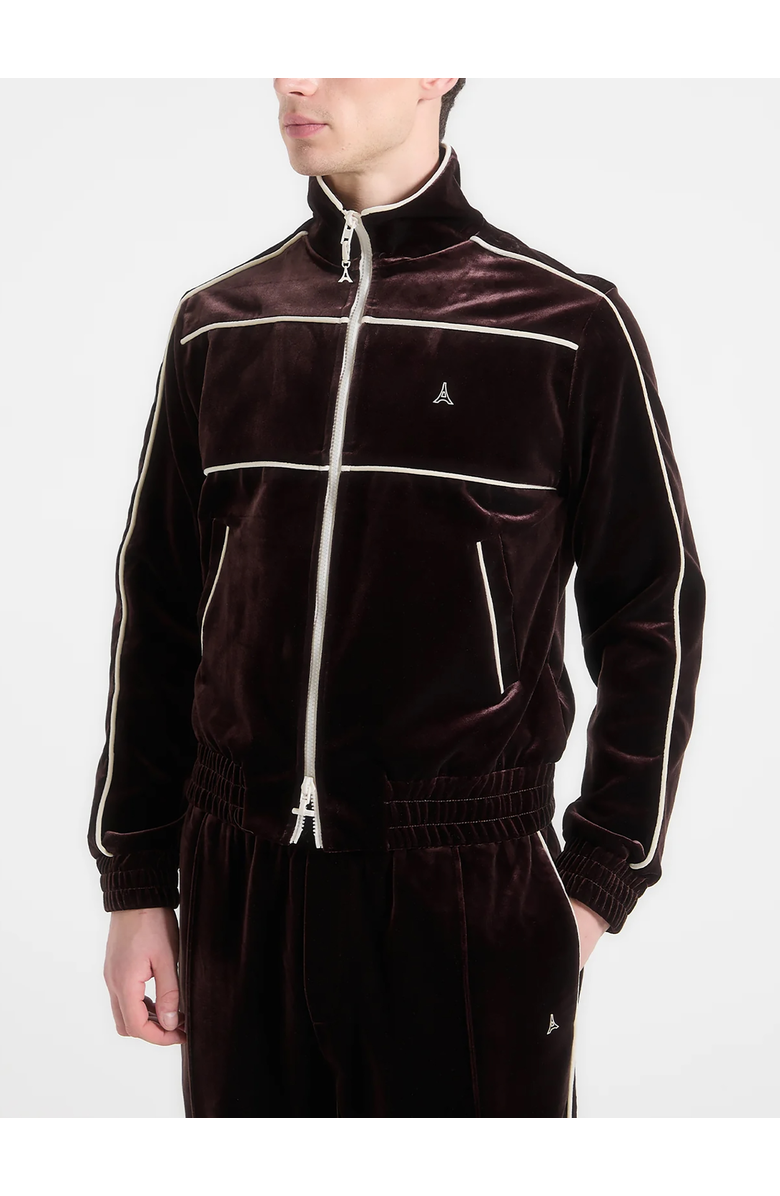 Manière De Voir Eiffel Velour Track Jacket, Alternate, color, Brown