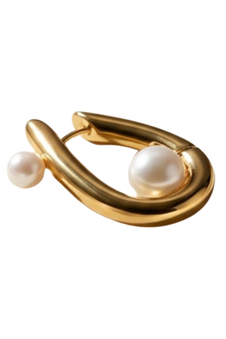 Margot Waterproof Pearl Huggie Earring, Main, color, GOLD