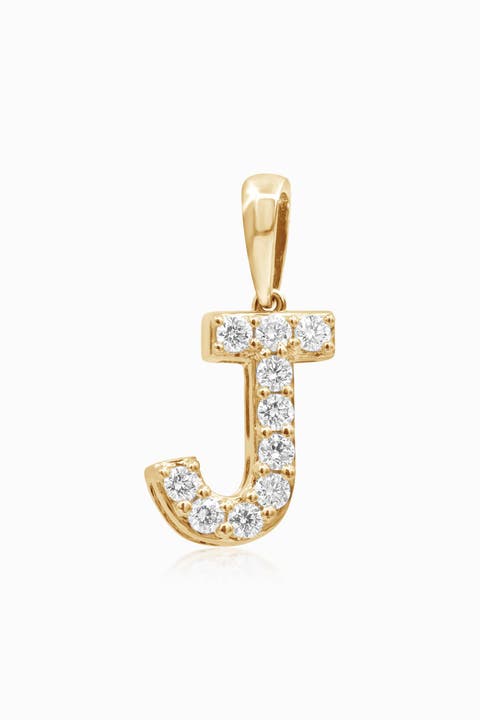 14K Gold Luxe Letter Diamond Initial Pendant Charm