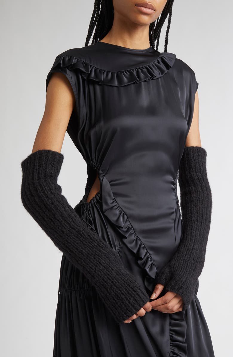 Meruert Tolegen Hand Knit Fingerless Gloves, Alternate, color, Black