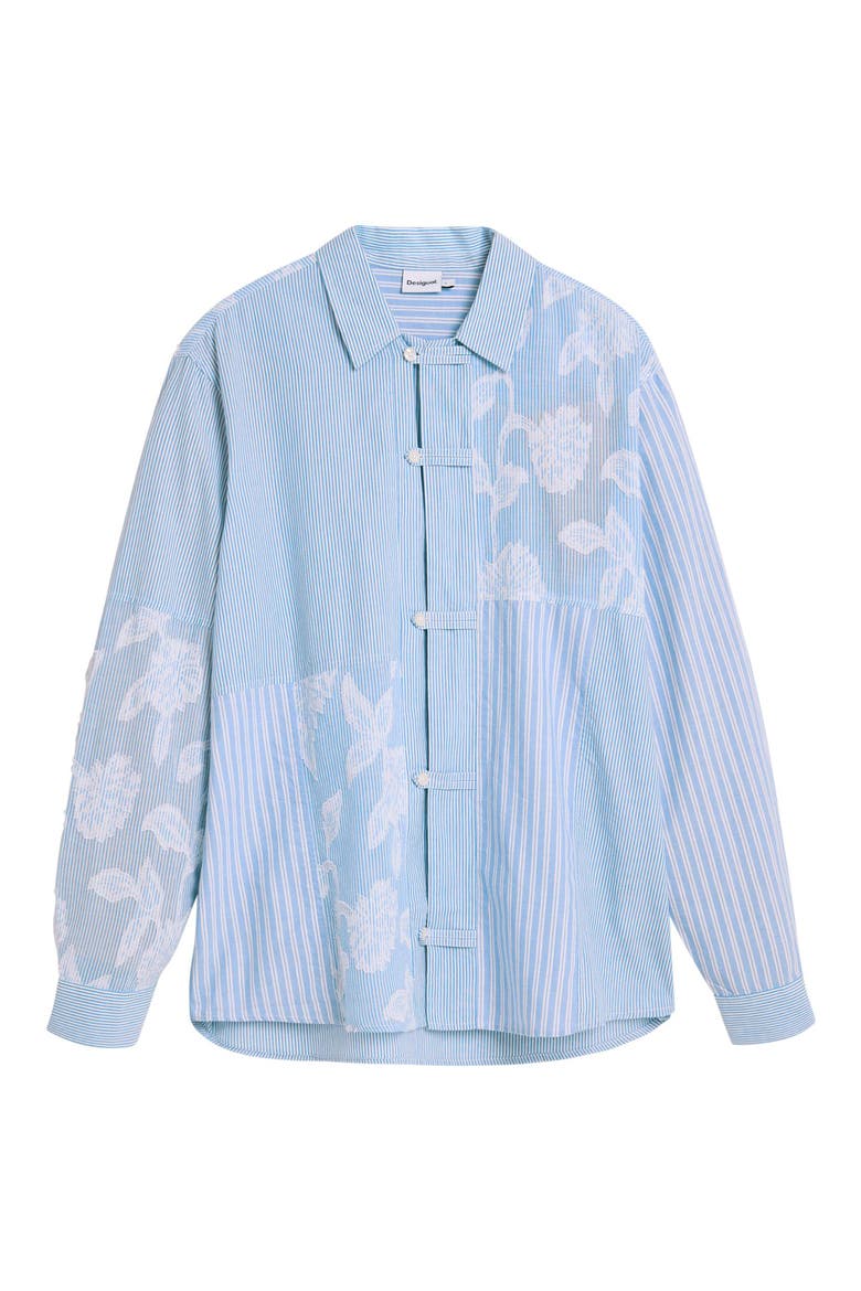 Striped Jacquard Floral Button Shirt, Main, color, LIGHT BLUE