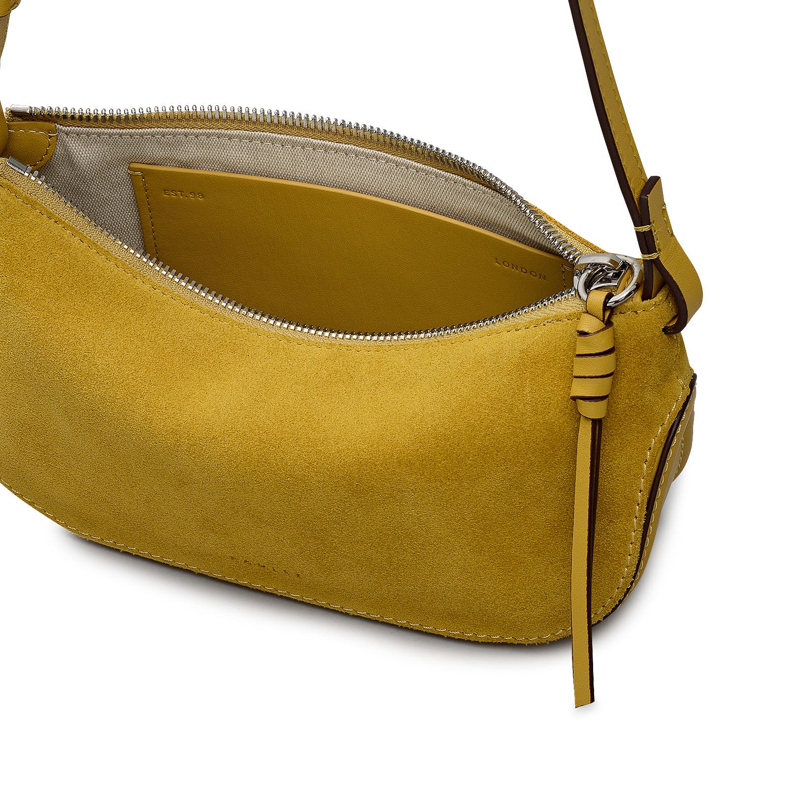 Radley The Iris - Suede Small Ziptop Crossbody Bag, Alternate, color, Ochre
