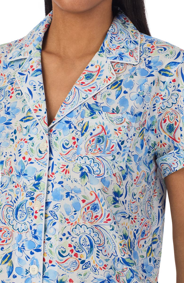 Lauren Ralph Lauren Knit Crop Cotton Blend Pajamas, Alternate, color,