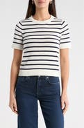 SUGARLIPS Tessie Stripe Short Sleeve Cotton Sweater