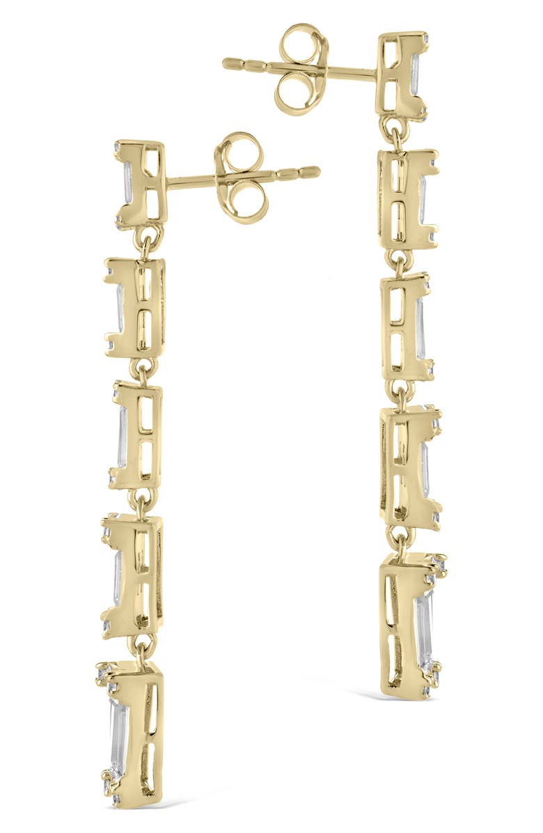 Sterling Forever Penelope Cubic Zirconia Linear Drop Earrings, Alternate, color, Gold