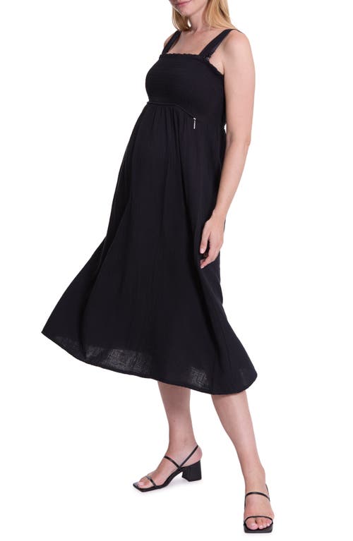 Cache Coeur Lola Midi Maternity/nursing Dress In Black