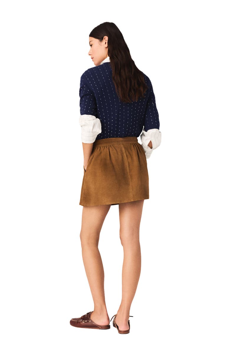 maje Short suede skirt, Alternate, color, Camel