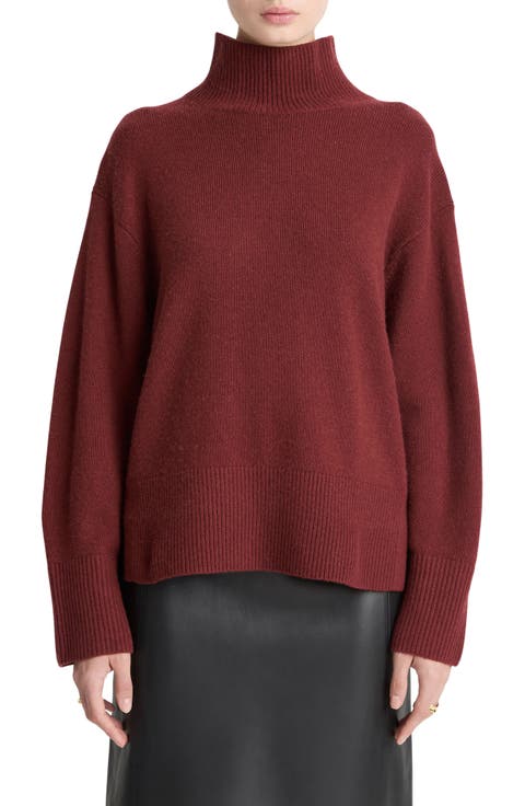 Wool & Cashmere Mock Neck Tunic Sweater