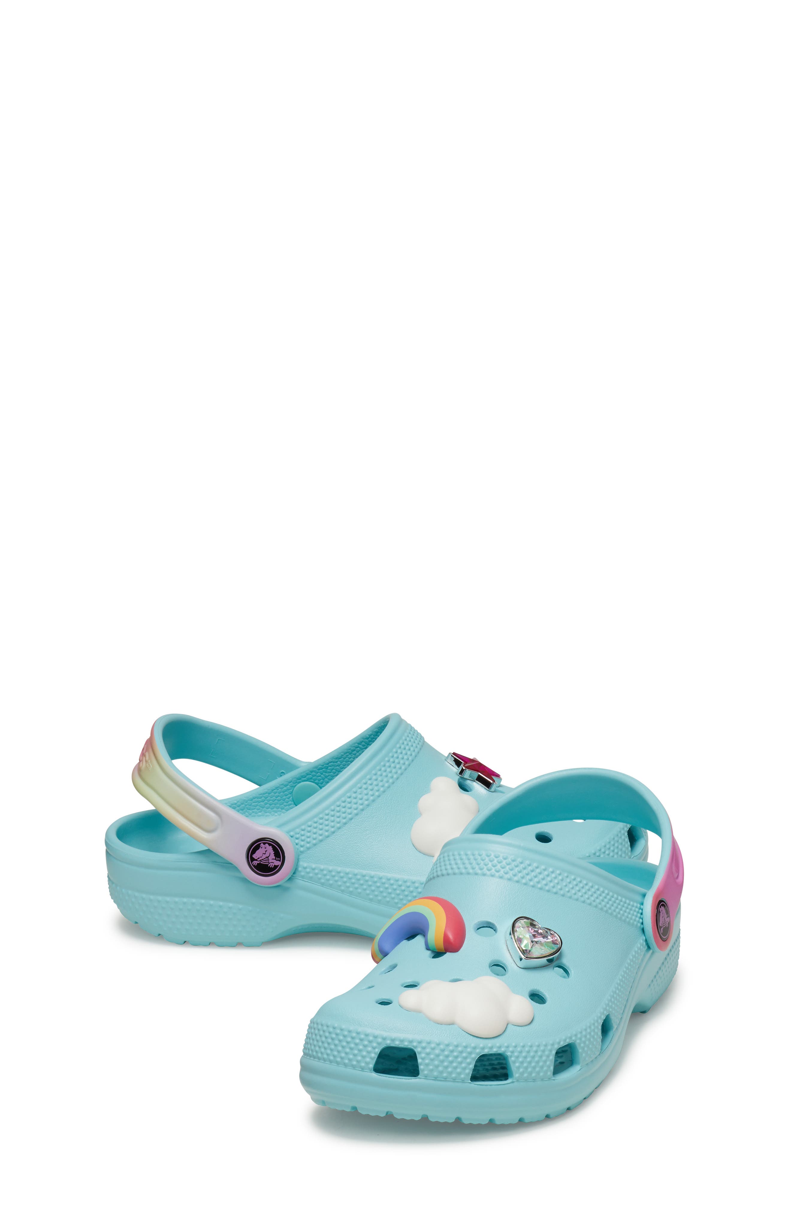 CROCS Kids' Classic Rainbow Crystal Embellished Clog, Alternate, color, Pure Water