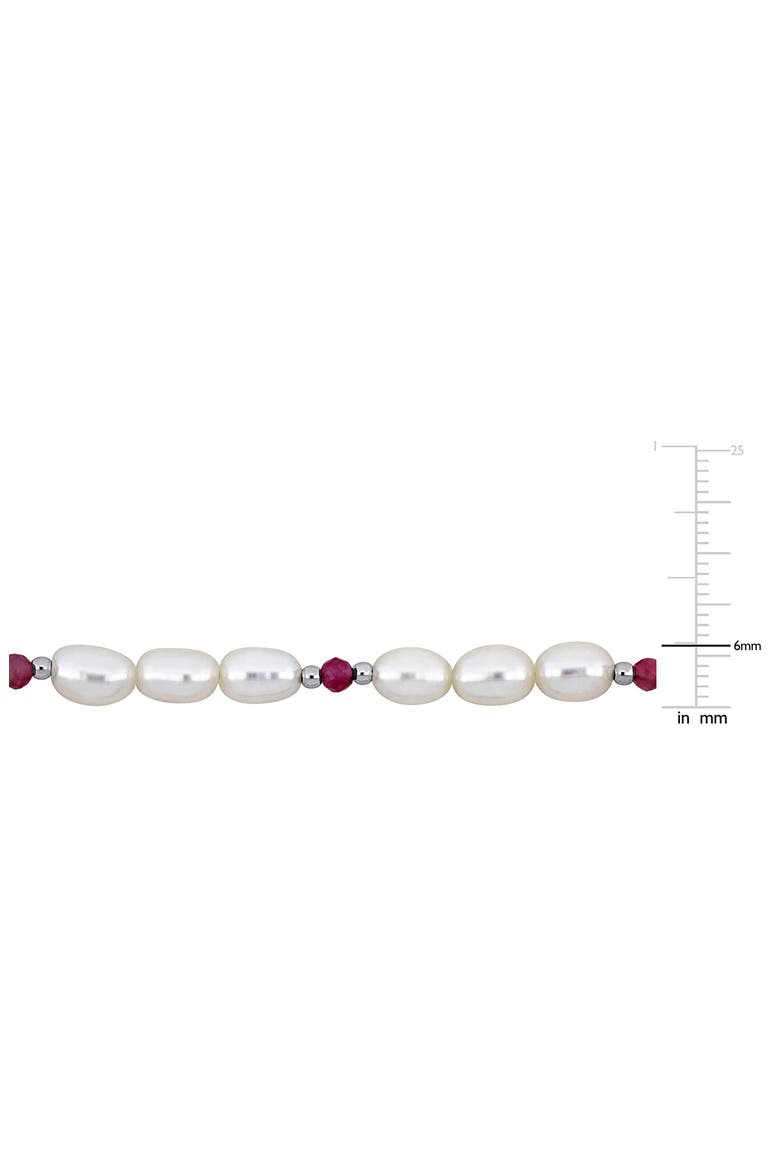 Cultured Pearl & Pink Tourmaline Bead Bracelet, Alternate, color, RED