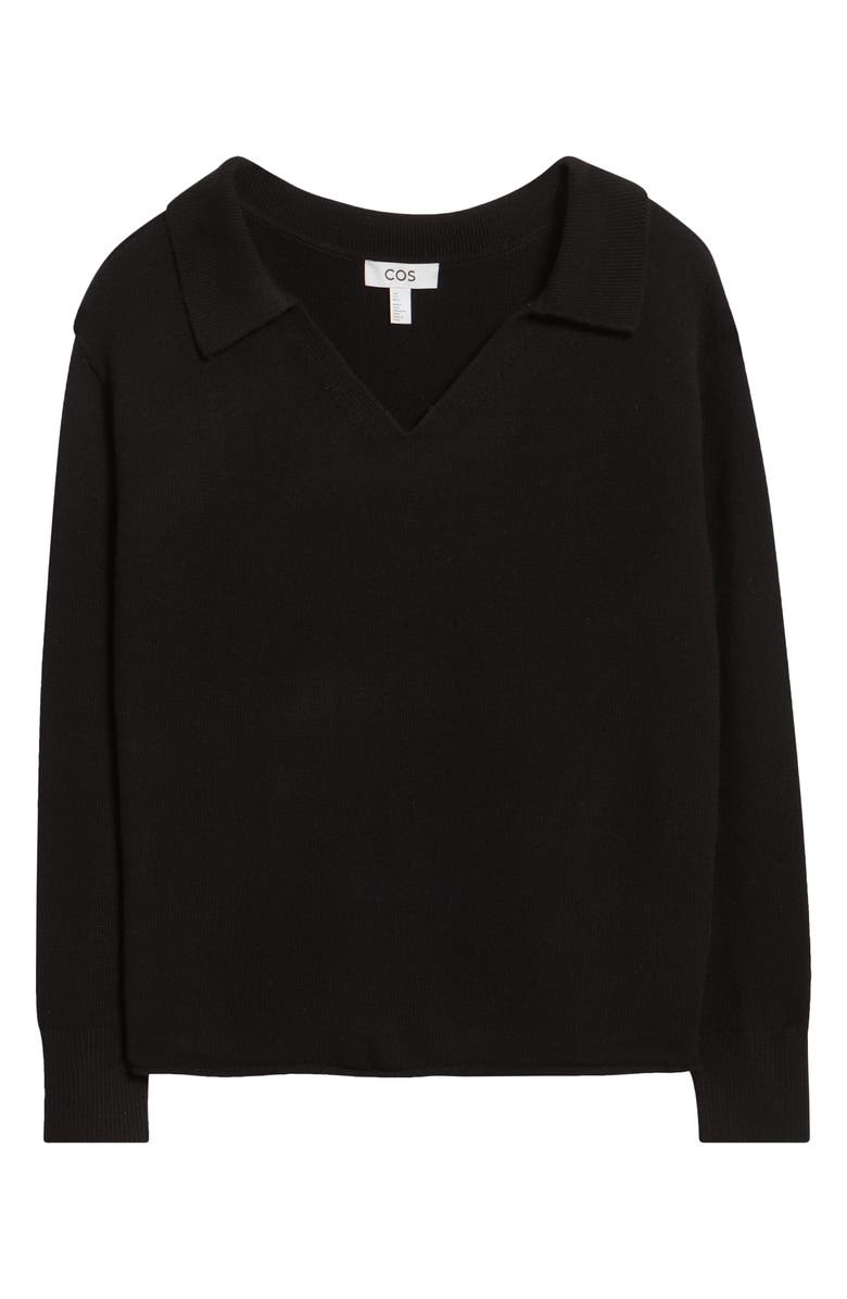 COS Wool Polo Sweater, Alternate, color, Black Dark