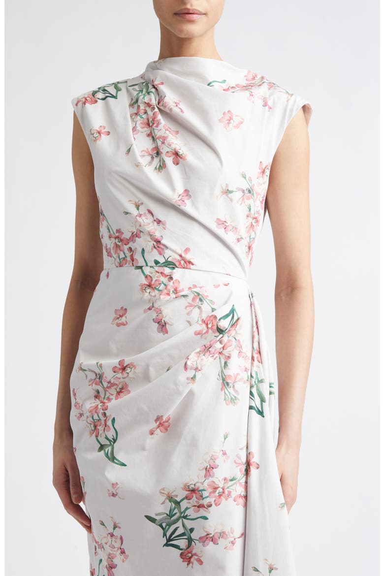 Floral Organic Cotton Midi Dress, Alternate, color, PAINTED ORCHID PETAL PINK