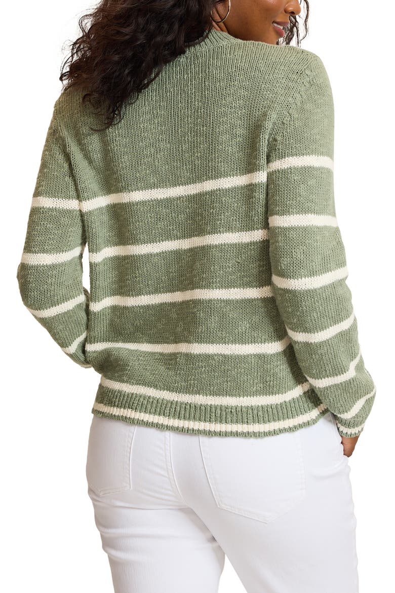Surf Shore Striped Cotton Crewneck Sweater, Alternate, color, DUSTY SAGE
