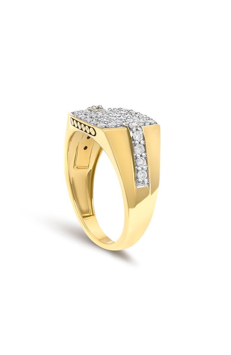 Haus of Brilliance Men's 14K Yellow Gold Plated Sterling Silver 1.0 Cttw Diamond Geometric Band Ring, Alternate, color, Yellow Gold Over Silver