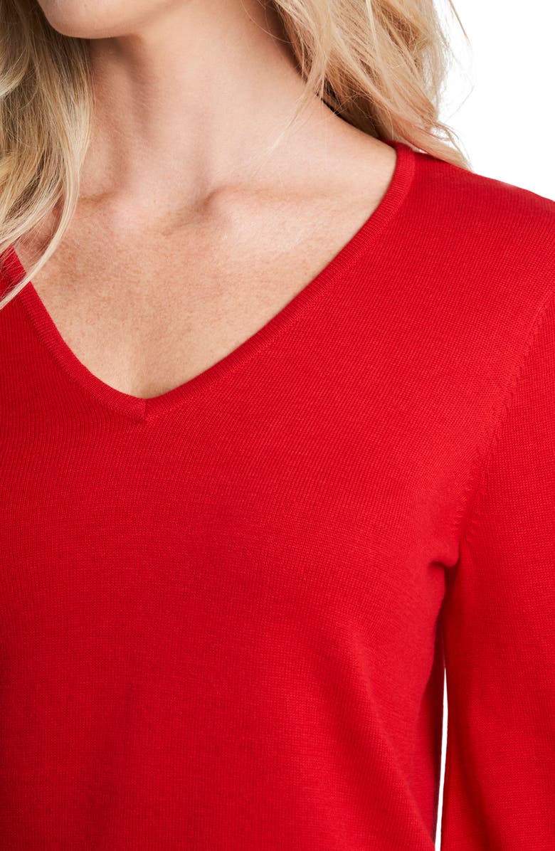 CeCe Tie Sleeve Cotton Blend Sweater, Alternate, color, Luminous Red