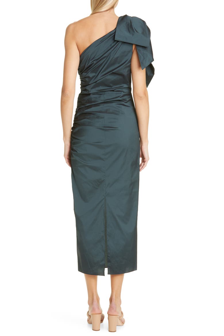 Beilis Ruched One-Shoulder Cocktail Dress, Alternate, color, EMERALD