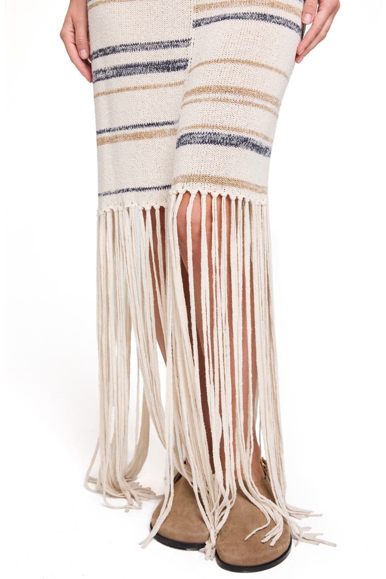 Fringe Sleeveless Dress, Alternate, color, IVORY MULTI