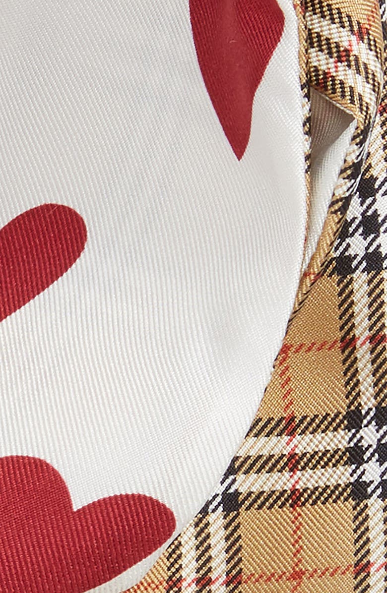 Burberry Heart & Check Silk Skinny Scarf, Alternate, color, 
