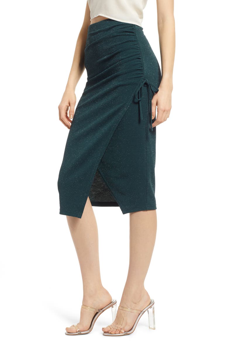 4SI3NNA Connie Sparkle Wrap Midi Skirt, Alternate, color,
