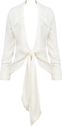 HOUSE OF CB Hope Drape Front Tie Shirt | Nordstrom