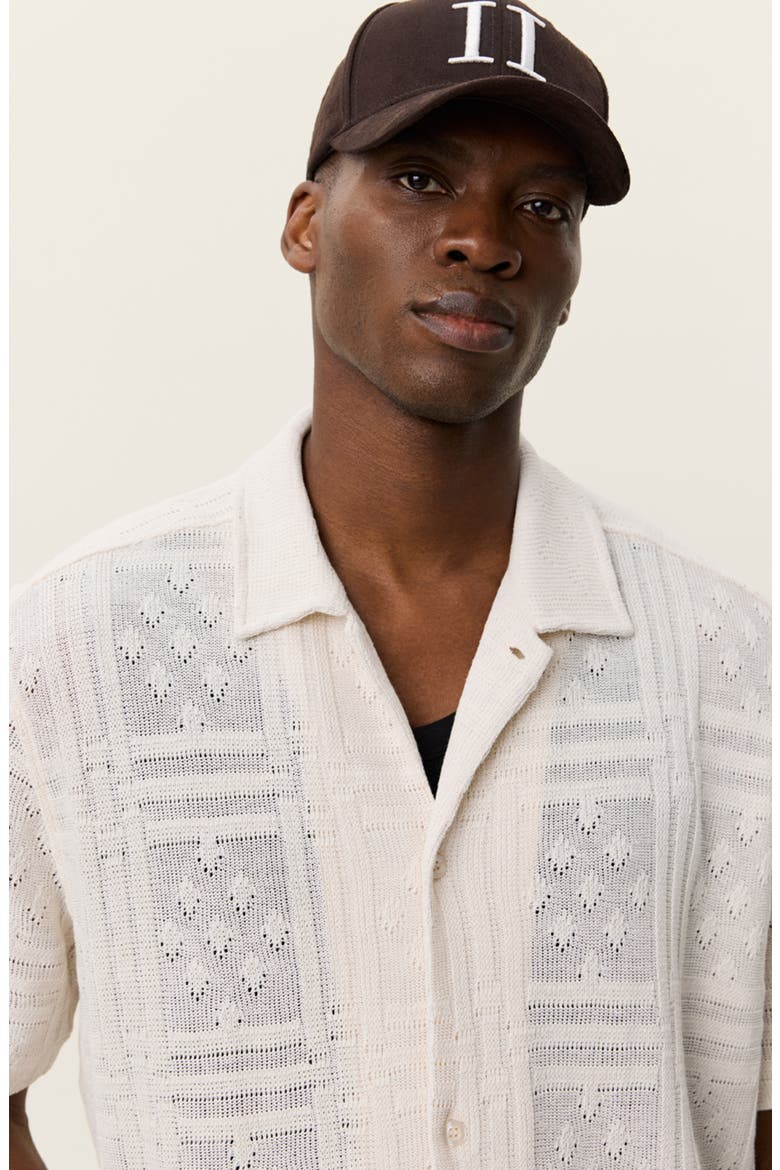 Hector Cotton Blend Pointelle Short Sleeve Shirt, Alternate, color, EGGNOG WHITE