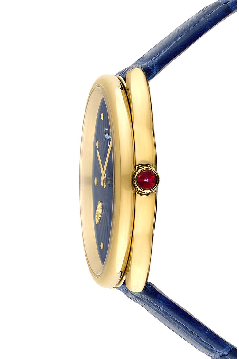 1898 Croc-Embossed Leather Strap Watch, 34mm, Alternate, color, GOLD