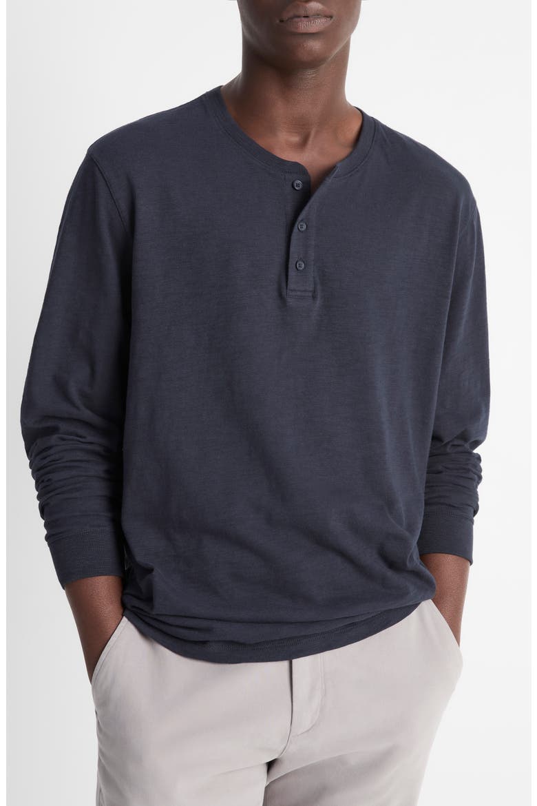 Long Sleeve Slub Henley, Alternate, color, COASTAL