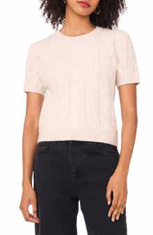 1.STATE Cable Knit Puff Sleeve Sweater