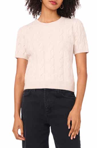 1.STATE Cable Knit Puff Sleeve Sweater