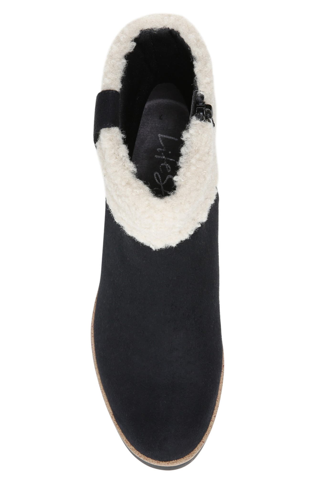 LifeStride Zurich Faux Shearling Cuff Wedge Bootie, Alternate, color, 