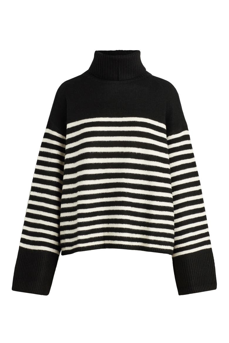 The Penelope Stripe Sweater, Alternate, color, BLACK WITH WHITE S
