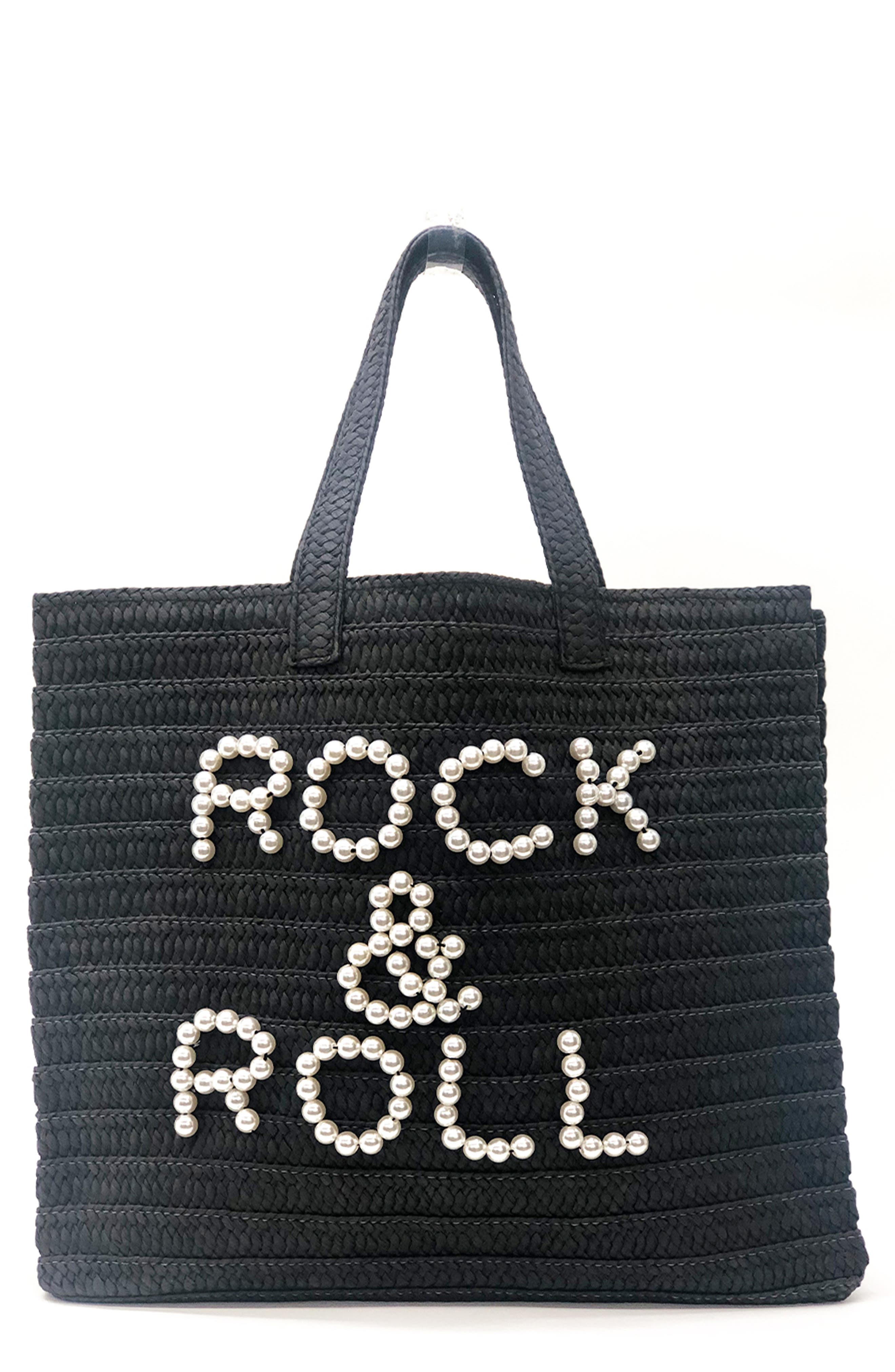 BTB Los Angeles Rock & Roll Straw Tote, Main, color, 