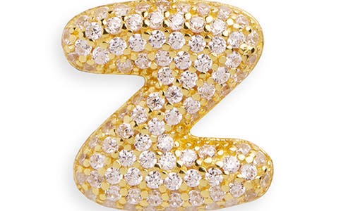 Argento Vivo Sterling Silver Cubic Zirconia Bubble Inital Pendant Necklace In Gold